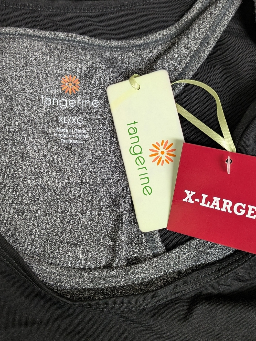 Tangerine Black Grey Layered Athletic Exercise Tank Top XL NWT - Picture 6 of 7